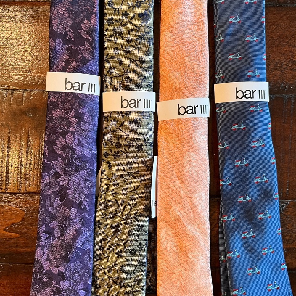 Bar III Men's Tie Collection - Violet, Beige, Peach, Navy